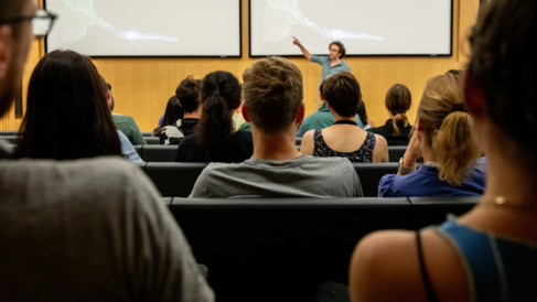 Students listening to a lecture, University of Cambridge